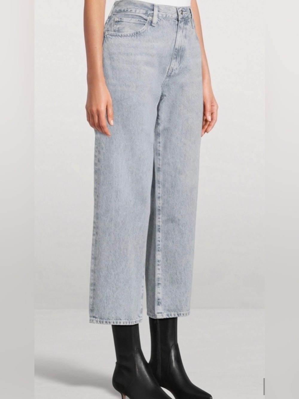FRAME The Hang Cropped Straight Wide Leg 100% Cotton Denim Size 32 - Picture 3 of 13